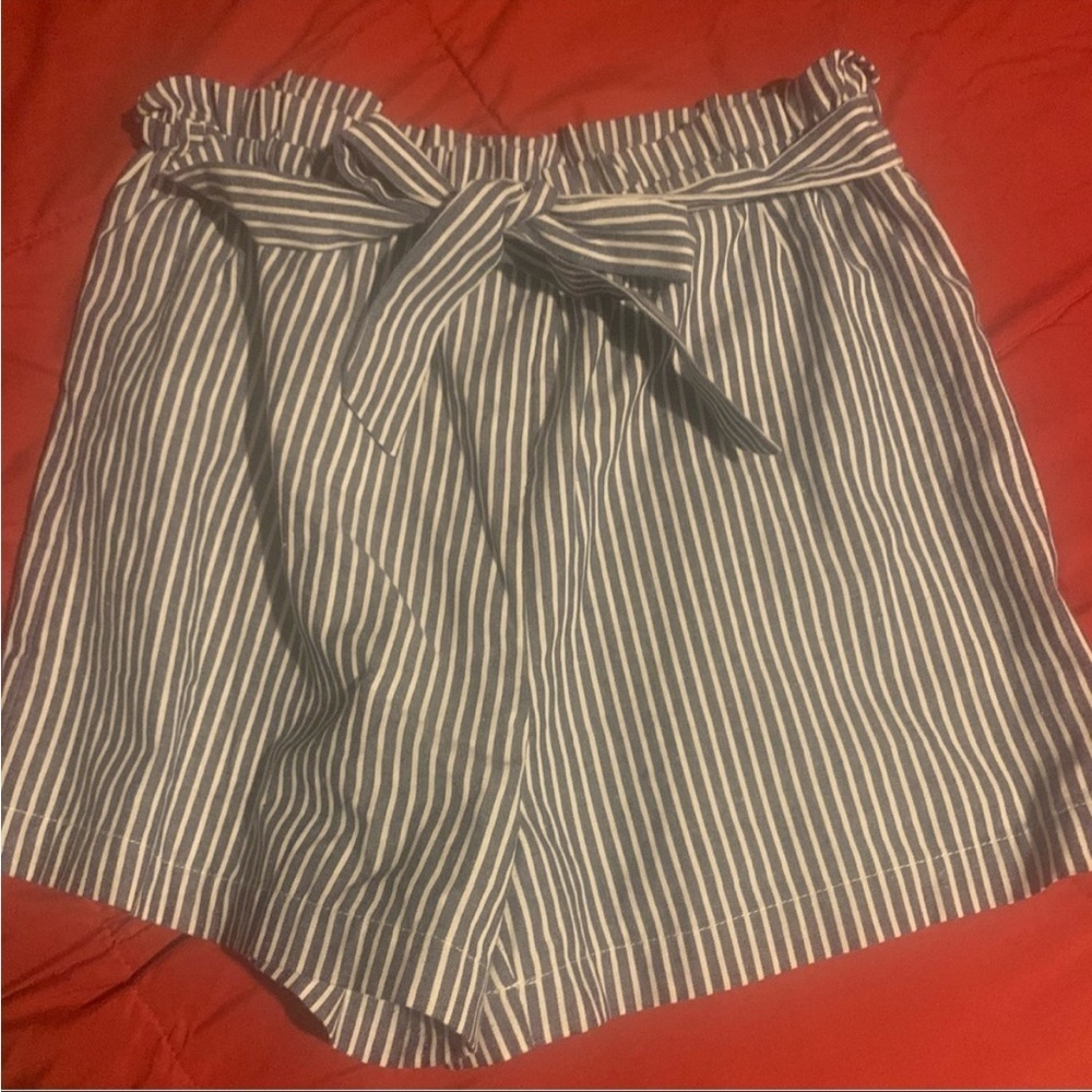 NWOT⛱️Andree by Unit - Blue & White Striped Paperbag Shorts - L